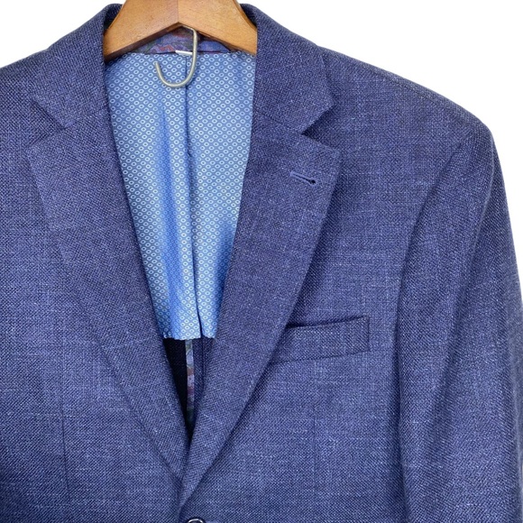 JKT New York Trent Sport Coat 36 Regular Blue Wool Blend Tonal Plaid - Picture 2 of 11